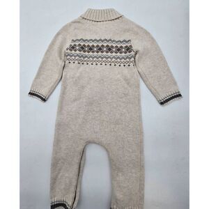 Koala Baby Infant Fair Isle Pattern Romper 6-9M 100% Cotton Beige & Brown